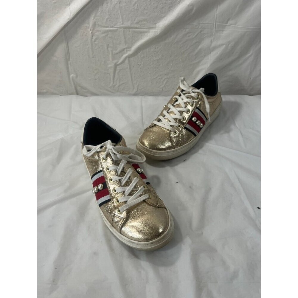 Sketchers Memory Foam Gold With Blk/Wht/Red Strip… - image 4